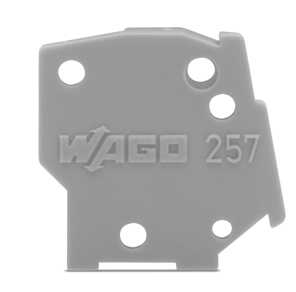 WAGO 257-200 257-200 WAGO - End plate; snap-fit type; 1 mm thick; dark gray 257-200 on Powermatic Associates