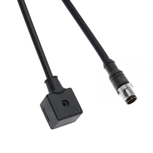 Mencom VAN-220-3401 Solenoid Valve Connectors, Cordset, 3 Pole, Form A 18mm, with 4 Pole M12 Male Straight, 2 Meters, 250V, 4A VAN-220-3401 on Powermatic Associates