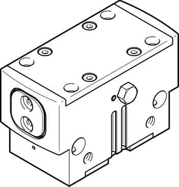 Festo 1132951 parallel gripper HGPD-50-A Size: 50, Stroke per gripper jaw: 12 mm, Max. replacement accuracy: <: 0,2 mm, Max. angular gripper jaw backlash ax,ay: <: 0,1 deg, Max. gripper jaw backlash Sz: <: 0,02 mm 1132951 on Powermatic Associates