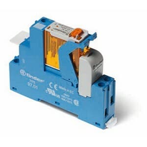 Finder 4C.01.8.120.0060 Electromechanical interface relay module pre-assembled with socket base and ejector - with LED indicator - Finder (4C series) - Control coil voltage 120Vac (50Hz/60Hz) - 1 pole (1P) - 1C/O / SPDT (Single Pole Double Throw) contact - Rated current 16A (250 4C.01.8.120.0060 on Powermatic Associates