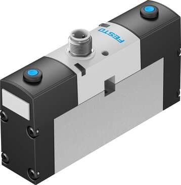 Festo 534544 solenoid valve VSVA-B-T32H-AZH-A1-1R5L with central plug, round design M12x1. Valve function: 2x3/2 open/closed, monostable, Type of actuation: electrical, Width: 26 mm, Operating pressure: 3 - 10 bar, Design structure: Piston slide 534544 on Powermatic Associates