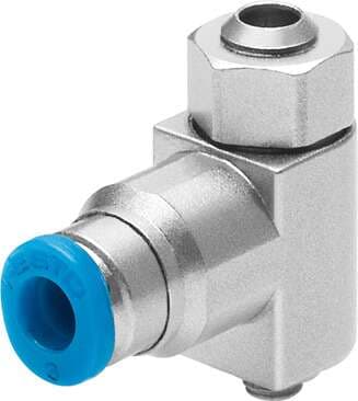 Festo 175053 one-way flow control valve GRLA-M5-QS-3-LF-C Valve function: One-way flow control function for exhaust air, Pneumatic connection, port 1: QS-3, Pneumatic connection, port 2: M5, Adjusting element: Slotted head screw, Mounting type: Threaded 175053 on Powermatic Associates