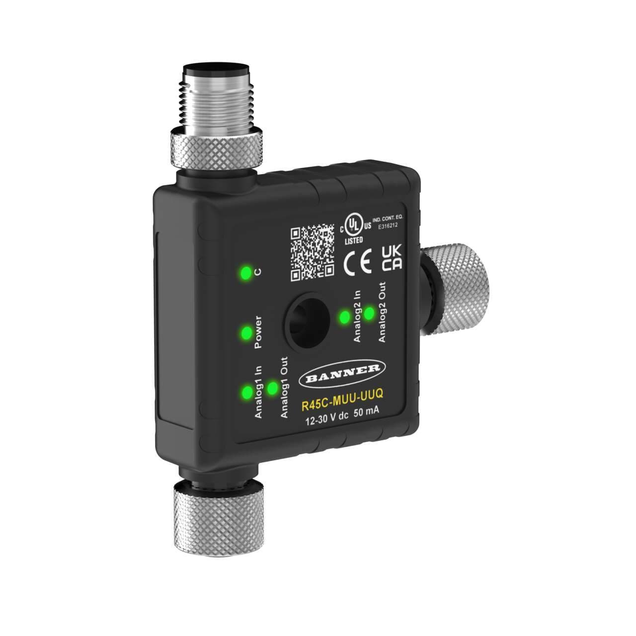 Banner R45C-MUU-UUQ Banner R45C-MUU-UUQ - R45C Series Converter; Modbus Communications; Dual Analog In and Out (Voltage); 4-pin M12 Integral QD R45C-MUU-UUQ on Powermatic Associates