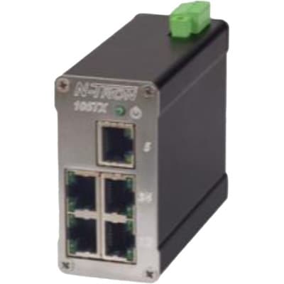 Red Lion 105TX Red Lion 105TX is an industrial Ethernet switch designed for automation applications, featuring a metallic case and DIN rail mounting mode for easy installation. It operates with a supply voltage range of 10-30Vdc, including redundant power inputs to enhance system reliability. This switch does not require an AC supply voltage, and it is built to withstand ambient air temperatures ranging from -40 to +80°C. With 5 RJ45 ports supporting 10/100BaseTX connections, the 105TX facilitates a maximum throughput of 1Gbit/s, ensuring efficient data communication. It is part of the N-Tron 100 series and offers an IP30 degree of protection, making it suitable for various industrial environments. The communication protocol used by this device is Ethernet, and it has a connection capacity of 5 ports. 105TX on Powermatic Associates