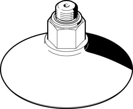 Festo 525979 suction cup ESS-50-GT-G1/4 easily interchangeable, Height compensator for suction-cup holder: 8 mm, Min. workpiece radius: 40 mm, Nominal size: 2,5 mm, suction cup diameter: 50 mm, suction cup volume: 11,2 cm3 525979 on Powermatic Associates