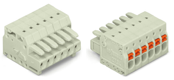 WAGO 2734-105 2734-105 WAGO - 1-conductor female connector; push-button; Push-in CAGE CLAMP®; 1.5 mm²; Pin spacing 3.5 mm; 5-pole; 100% protected against mismating; 1,50 mm²; light gray 2734-105 on Powermatic Associates