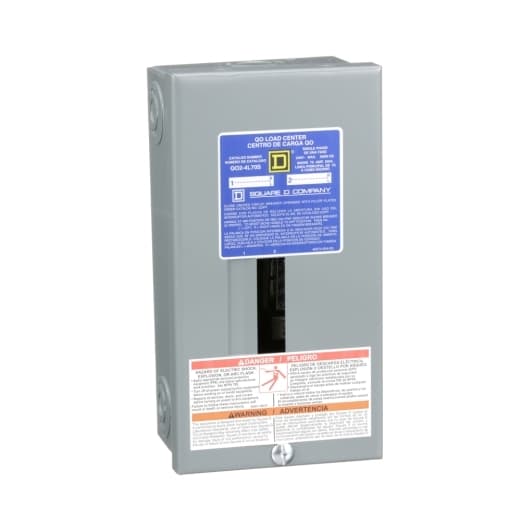 Schneider Electric QO24L70S Square D by Schneider Electric QO24L70S is a load center designed for surface mounting with a rated current of 70A. It features a connection type of lugs and dimensions of H236mm x W122mm (H9.29" x W4.8"), accommodating 2-spaces. This load center is protected by a NEMA 1 rated welded sheet steel enclosure and includes a tin-plated aluminum busbar. It operates on a single-phase (1PH-3W) network with a rated voltage of 120Vac/240Vac. The QO24L70S can support up to 4 single pole circuits or 2 tandem breakers. It is compatible with cross-sections ranging from 12AWG to 2AWG for aluminum lugs and 14AWG to 4AWG for copper lugs. Additionally, it has a short circuit breaking rating of 10kA. QO24L70S on Powermatic Associates