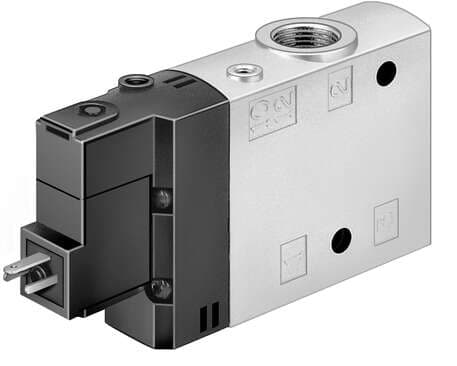 Festo 163832 solenoid valve CPE24-M3H-3OL-3/8 High component density Valve function: 3/2 open, monostable, Type of actuation: electrical, Width: 24 mm, Standard nominal flow rate: 3000 l/min, Operating pressure: 2,5 - 10 bar 163832 on Powermatic Associates