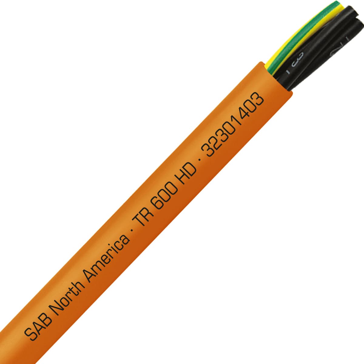 SAB 32301403 TR 600 HD - 14 AWG/3c, oil resistant heavy duty flexible exposed run orange TPE tray cable, UL, CSA, CE, RoHS 32301403 on Powermatic Associates