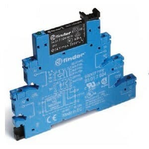 Finder 38.51.7.012.5050 Finder 38.51.7.012.5050 is a relay designed with a box-clamp connection type, supporting a rated current of 6A at 250Vac (AC-1) and 6A at 30Vdc (DC-1), with lower currents of 0.2A at 110Vdc and 0.12A at 220Vdc for Normally Open (NO) auxiliary contacts in DC-1 design. It operates with a supply voltage of 1C/O / SPDT (Single Pole Double Throw), capable of handling ambient air temperatures for operation and storage from -40 to +70 degrees Celsius. The relay features a rated voltage of 250Vac, a control voltage of 4 kV, and is designed for mounting on a DIN rail or through plug-in, with a net width of 6.2 mm and designed for a single pole (1 Pole(s)). It includes protection functions rated at 250Vac, with a sensitive DC control coil, and conforms to EN61984 standards. The contact material is AgNi+Au (Gold plated silver-nickel), ensuring compatibility with a wide range of applications. 38.51.7.012.5050 on Powermatic Associates