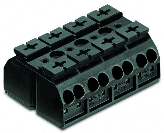 WAGO 862-594 862-594 WAGO - 4-conductor chassis-mount terminal strip; without ground contact; 4-pole; 4 mm²; 4,00 mm²; black 862-594 on Powermatic Associates