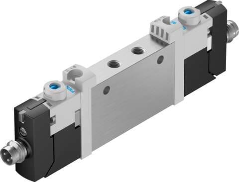 Festo 577347 solenoid valve VUVG-L10-T32C-AT-M5-1R8L Valve function: 2x3/2 closed, monostable, Type of actuation: electrical, Valve size: 10 mm, Standard nominal flow rate: 150 l/min, Operating pressure: 1,5 - 8 bar 577347 on Powermatic Associates