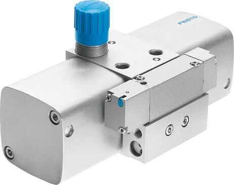 Festo 537273 pressure booster DPA-40-10 for generating higher pressures. Piston diameter: 40 mm, Assembly position: Any, Design structure: Twin-piston pressure booster, Pressure gauge: Prepared for G1/8, Output pressure 2: 4,5 - 10 bar 537273 on Powermatic Associates