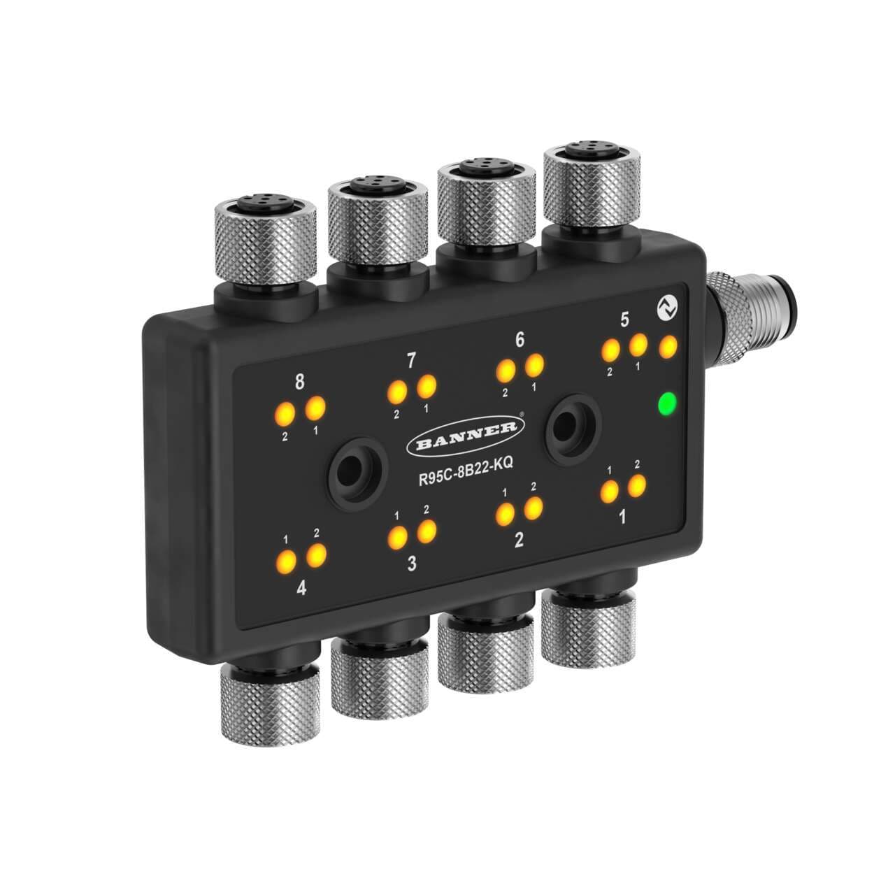 Banner R95C-8B22-KQ Banner R95C-8B22-KQ - R95C Series: 8 port Discrete IO-link Hub; 16 Inputs or 16 Outputs (Configurable); IO-link Interface; 4-pin M12 QDs R95C-8B22-KQ on Powermatic Associates