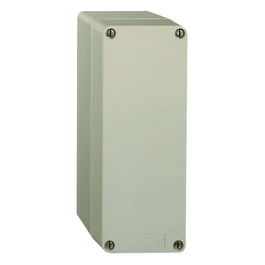 Schneider Electric XAPA2100 Schneider Electric XAPA2100 is a control station within the XAP sub-range, featuring an insulated, undrilled enclosure made from glass-reinforced polyester. This rectangular control station offers a high degree of protection with ratings of IP69, IP65, and IP69K, suitable for flush mounting. It measures 226 mm in height, 87 mm in depth, and 85 mm in width. The XAPA2100 is designed to withstand ambient air temperatures for storage ranging from -40 to +70 °C, with operational temperature limits also set between -40 °C and 70 °C. XAPA2100 on Powermatic Associates