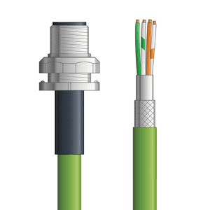 Lapp C6A010F10 C6A010F10 - LAPP ETHERLINE® Industrial Cordsets 22 AWG / 4 pair CAT6A - Green Polyurethane (PUR) - M12 Male Bulkhead / Wire Leads connectors - 10m C6A010F10 on Powermatic Associates