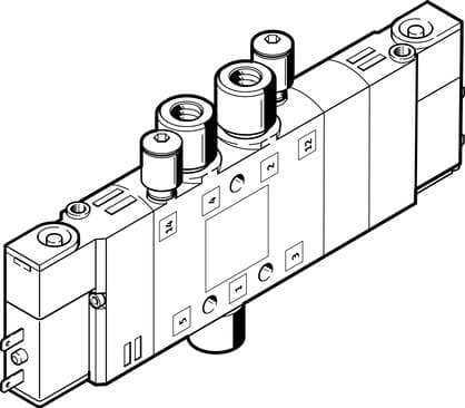 Festo 533154 solenoid valve CPE10-M1BH-5/3GS-QS6-B High component density Valve function: 5/3 closed, Type of actuation: electrical, Width: 10 mm, Standard nominal flow rate: 300 l/min, Operating pressure: -0,9 - 10 bar 533154 on Powermatic Associates