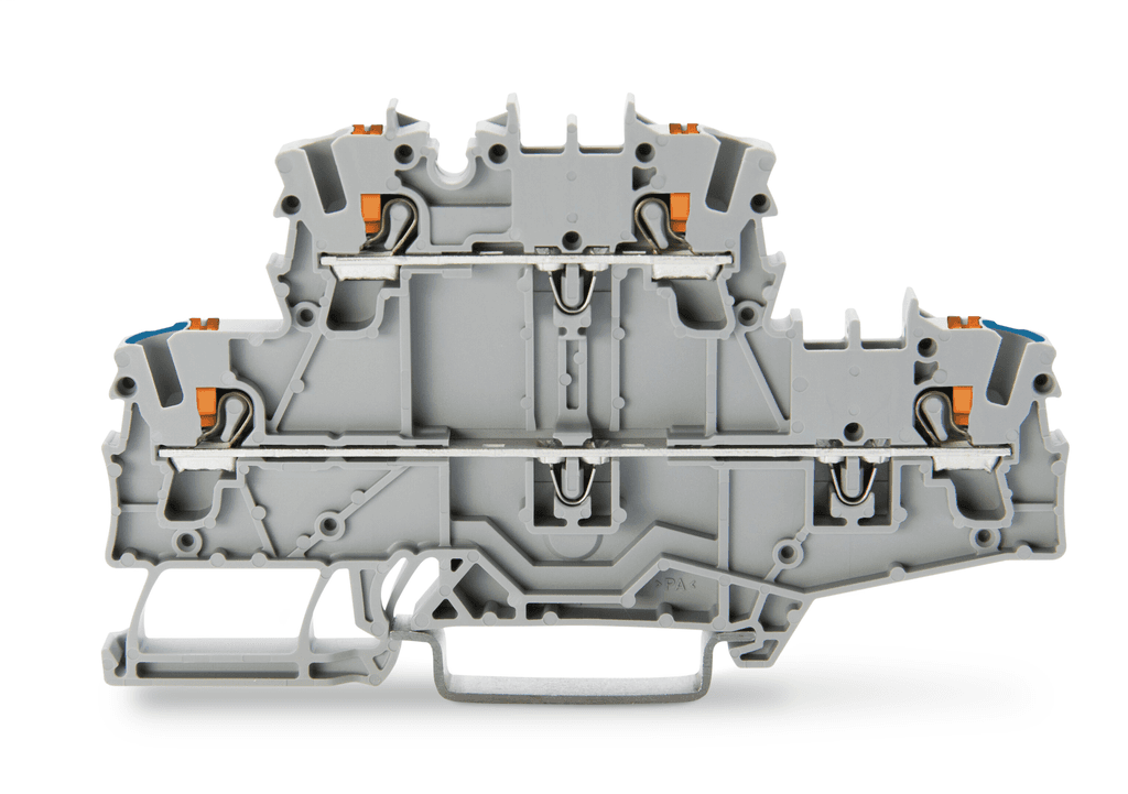 WAGO 2202-2702 2202-2702 WAGO - TOPJOB®S double-deck terminal block with push-buttons; through/through (N/L); rail mount; without marker carrier; 2-conductor; 5.2 mm wide; gray; 2202-2702 on Powermatic Associates