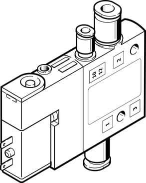 Festo 196849 solenoid valve CPE10-M1BH-3GLS-QS-4 High component density Valve function: 3/2 closed, monostable, Type of actuation: electrical, Width: 10 mm, Standard nominal flow rate: 190 l/min, Operating pressure: -0,9 - 10 bar 196849 on Powermatic Associates