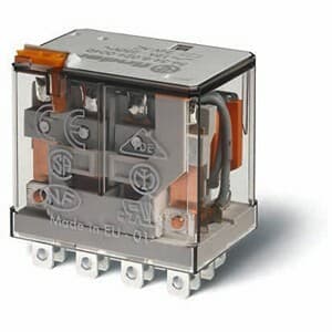 Finder 56.34.8.024.0000 Finder 56.34.8.024.0000 is a relay with a connection type of Fast-on 187, designed to handle rated currents of 12A at 250Vac (AC-1) and 12A at 30Vdc, with lower ratings of 0.5A at 110Vdc and 0.25A at 220Vdc for Normally Open (NO) auxiliary contacts. It operates with a supply voltage of 4C/O or 4PDT (4 Pole Double Throw), suitable for ambient air temperatures ranging from -40 to +70 degrees Celsius for both operation and storage. This relay supports a communication protocol labeled as C and offers protection functions at 250Vac, with a control voltage (AC) of 4 kV. It is rated for an active power of 4 poles and comes in a color corresponding to a 24Vac (50Hz/60Hz) supply. The design includes plug-in residual current sensitivity, supports up to 100,000 operations for Normally Closed (NC) circuits, and is capable of 20,000,000 operations overall. The contacts are made of AgNi (Silver Nickel), ensuring durability and longevity. 56.34.8.024.0000 on Powermatic Associates