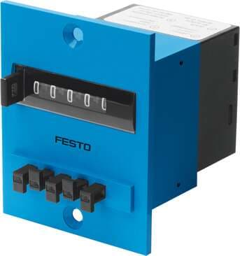 Festo 15608 predetermining counter PZV-E-C Subtracting, with pneumatic reset. Design structure: mechanical sequence counter with pneumatic drive, Type of reset: Pushbutton or pneumatic signal, Display: 5-place, Release pressure, drive unit: 0,2 ± 0,1 bar, Release pre 15608 on Powermatic Associates