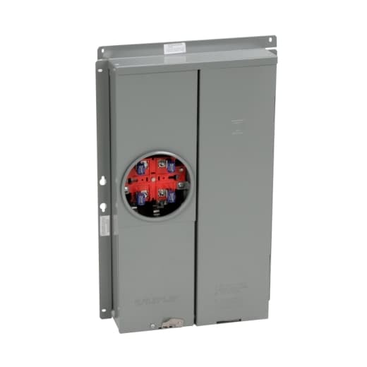 Schneider Electric SC1624M100F Square D by Schneider Electric SC1624M100F is a Combination Service Entrance Device (CSED) designed for semi-flush mounting. It features a single ringed meter socket and operates without a bypass. The device accommodates 16 spaces and is capable of supporting 24 single pole circuits or 8 tandem breakers. It is rated for a current of 100A and has a short circuit breaking rating of 10kA. The SC1624M100F is equipped with lugs for both line and ground connections, accepting wire sizes from 6AWG to 2/0AWG for both aluminium and copper. SC1624M100F on Powermatic Associates