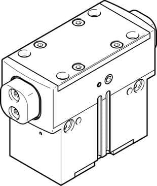 Festo 1132949 parallel gripper HGPD-40-A-G1 With gripping force backup when opening ...-G1. Size: 40, Stroke per gripper jaw: 10 mm, Max. replacement accuracy: <: 0,2 mm, Max. angular gripper jaw backlash ax,ay: <: 0,1 deg, Max. gripper jaw backlash Sz: <: 0,02 mm 1132949 on Powermatic Associates