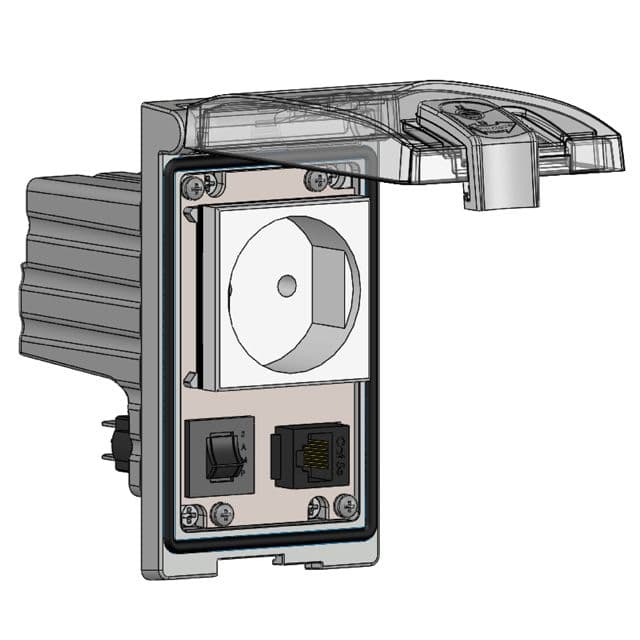 Mencom LP1-EP-RJ45-R Low Profile Panel Interface Connector with Continental European outlet, RJ45, a 3amp reset in a Single Cover Housing LP1-EP-RJ45-R on Powermatic Associates