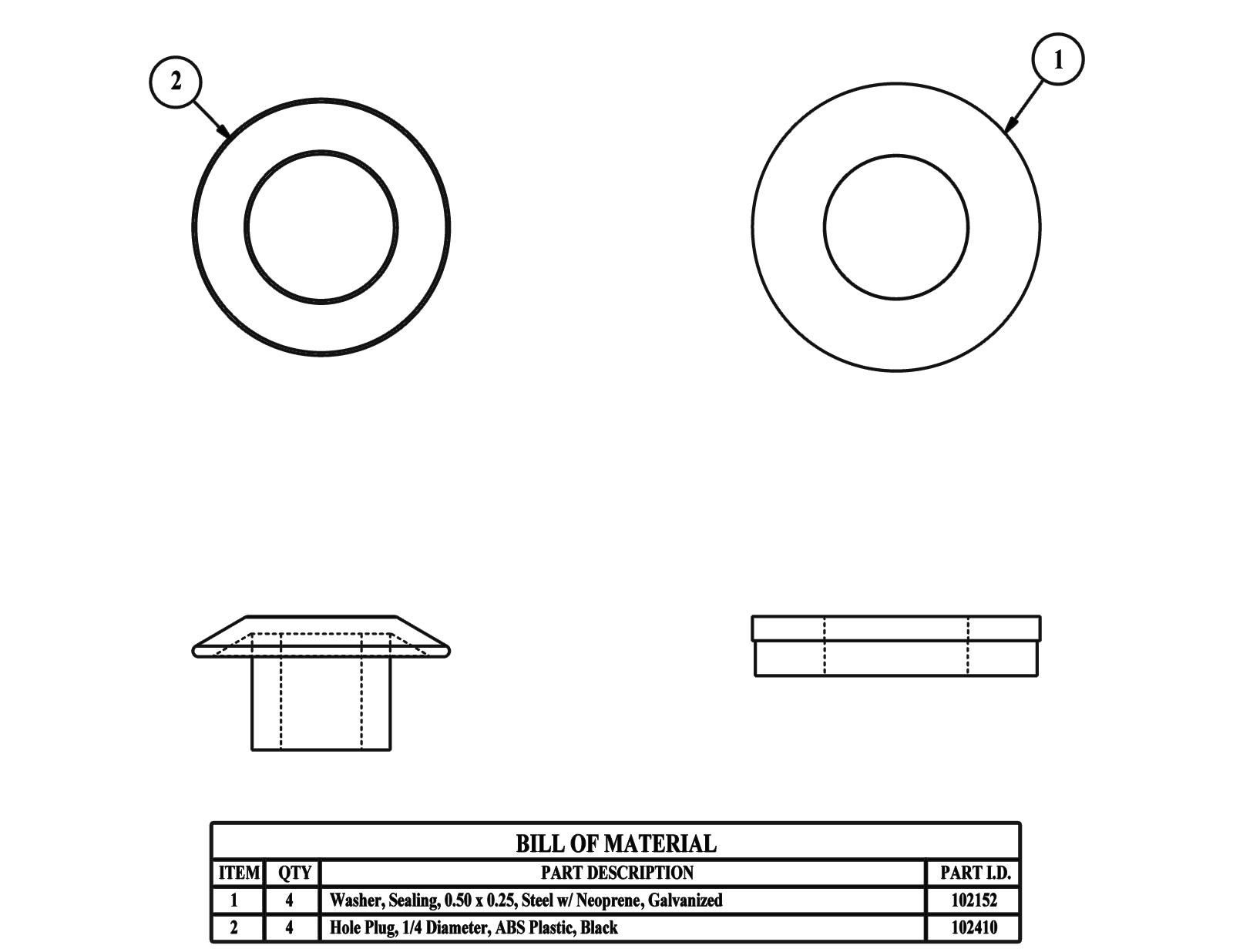 Saginaw Control SCE-102686 Bolt Pack, ELJ Wall Mount (4pcs), Height:2.00", Width:2.00", Depth:0.50",  SCE-102686 on Powermatic Associates