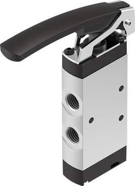 Festo 4500004 finger lever valve VHEF-L-M52-E-G14 Valve function: 5/2 monostable, Type of actuation: manual, Width: 20 mm, Standard nominal flow rate: 1200 l/min, Operating pressure MPa: -0,095 - 1 MPa 4500004 on Powermatic Associates