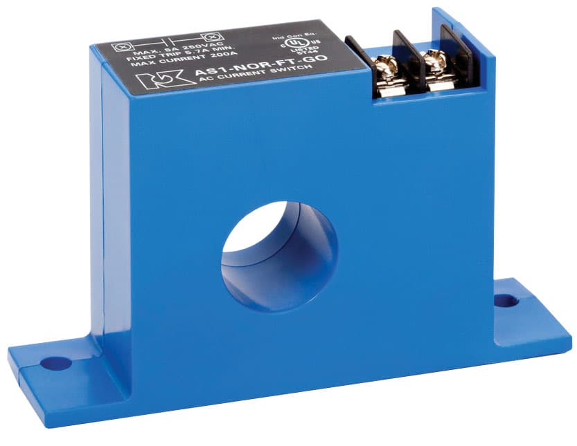 NK Technologies AS1-NOR-FT-GO AC Current Switch, Solid Core, Fixed 5.8 Amp Maximum Setpoint, Top Terminals, w/o LED, N.O., 5 A @ 250 VAC or 30 VDC AS1-NOR-FT-GO on Powermatic Associates