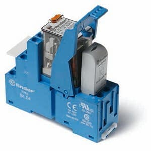 Finder 58.34.9.024.0050 Electromechanical interface relay module pre-assembled with socket base and ejector - with LED indicator - Finder (58 series) - Control coil voltage 24Vdc - 4 poles (4P) - 4C/O / 4PDT (4 Pole Double Throw) contact - Rated current 7A (250Vac; AC-1) / 7A (3 58.34.9.024.0050 on Powermatic Associates