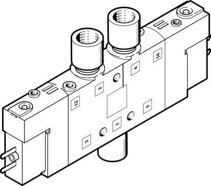 Festo 533163 solenoid valve CPE10-M1BH-5/3B-M5-B High component density Valve function: 5/3 pressurised, Type of actuation: electrical, Width: 10 mm, Standard nominal flow rate: 180 l/min, Operating pressure: 3 - 8 bar 533163 on Powermatic Associates