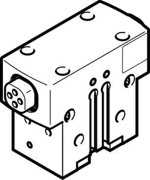Festo 1132937 parallel gripper HGPD-16-A-G1 With gripping force backup when opening ...-G1. Size: 16, Stroke per gripper jaw: 3 mm, Max. replacement accuracy: <: 0,2 mm, Max. angular gripper jaw backlash ax,ay: <: 0,1 deg, Max. gripper jaw backlash Sz: <: 0,02 mm 1132937 on Powermatic Associates