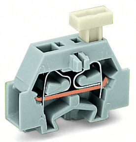 WAGO 261-303/331-000 261-303/331-000 WAGO - 2-conductor terminal block; on one side with push-button; with fixing flange; 1-pole; for screw or similar mounting types; Fixing hole 3.2 mm Ø; 2.5 mm²; CAGE CLAMP®; 2,50 mm²; light gray 261-303/331-000 on Powermatic Associates