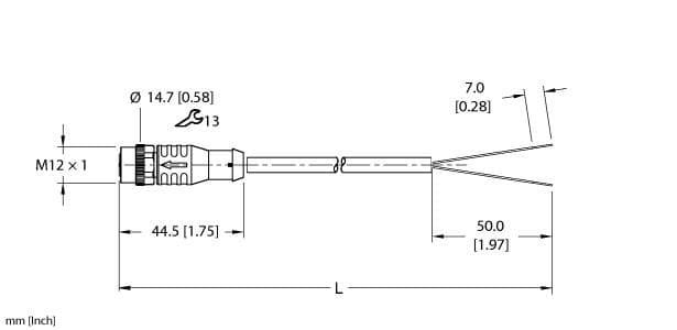 Turck EKRP-A4.200-GC0K-10 Actuator and Sensor Cordset, Connection Cable, Cable length (L) 10 m, M12, Female, Straight, 2-pin, Instrumentation Tray Cable, Black PVC jacket, 2X20 AWG, Sunlight Resistant, -40 Cold Bend Rating, Oil Resistant, Flame Ratings: UL 1685 FT4, UL1061, CSA FT4, Flexlife® and C-Track Approved EKRP-A4.200-GC0K-10 on Powermatic Associates