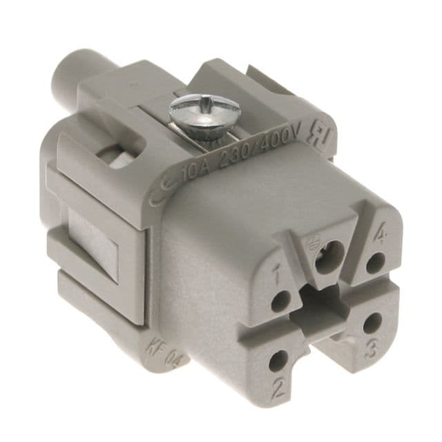 Mencom CKF-04 Standard, CK series, Female Rectangular Insert, size 21.21, 5 pin, 10 amp, Screw, Silver Plated Contacts CKF-04 on Powermatic Associates