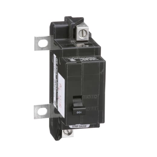Schneider Electric QOM100VH Square D by Schneider Electric QOM100VH is a miniature circuit breaker (MCB) designed for primary or main circuit protection. It features a bolt-on mounting mode and a bolt-on connection type, ensuring secure installation. This MCB is rated for a current of 100A and can operate at a rated voltage of 120V to 240V AC. It is a 2-pole circuit breaker equipped with lugs type terminals for reliable wire connections. Additionally, it has a short circuit breaking rating of 22kA at 240Vac, providing effective fault protection in the event of an overload or short circuit. QOM100VH on Powermatic Associates