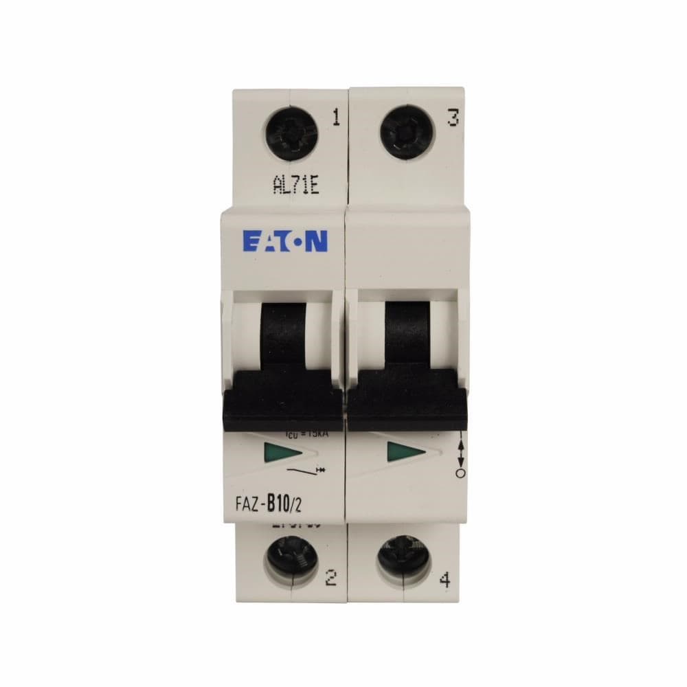 Eaton FAZ-C3/2-NA-DC Eaton FAZ branch protector,UL 489 Industrial miniature circuit breaker - supplementary protector,Medium levels of inrush current are expected,3 A,10 kAIC,Two-pole,125 Vdc per pole,5-10X /n,50-60 Hz,Screw terminals,C Curve FAZ-C3/2-NA-DC on Powermatic Associates