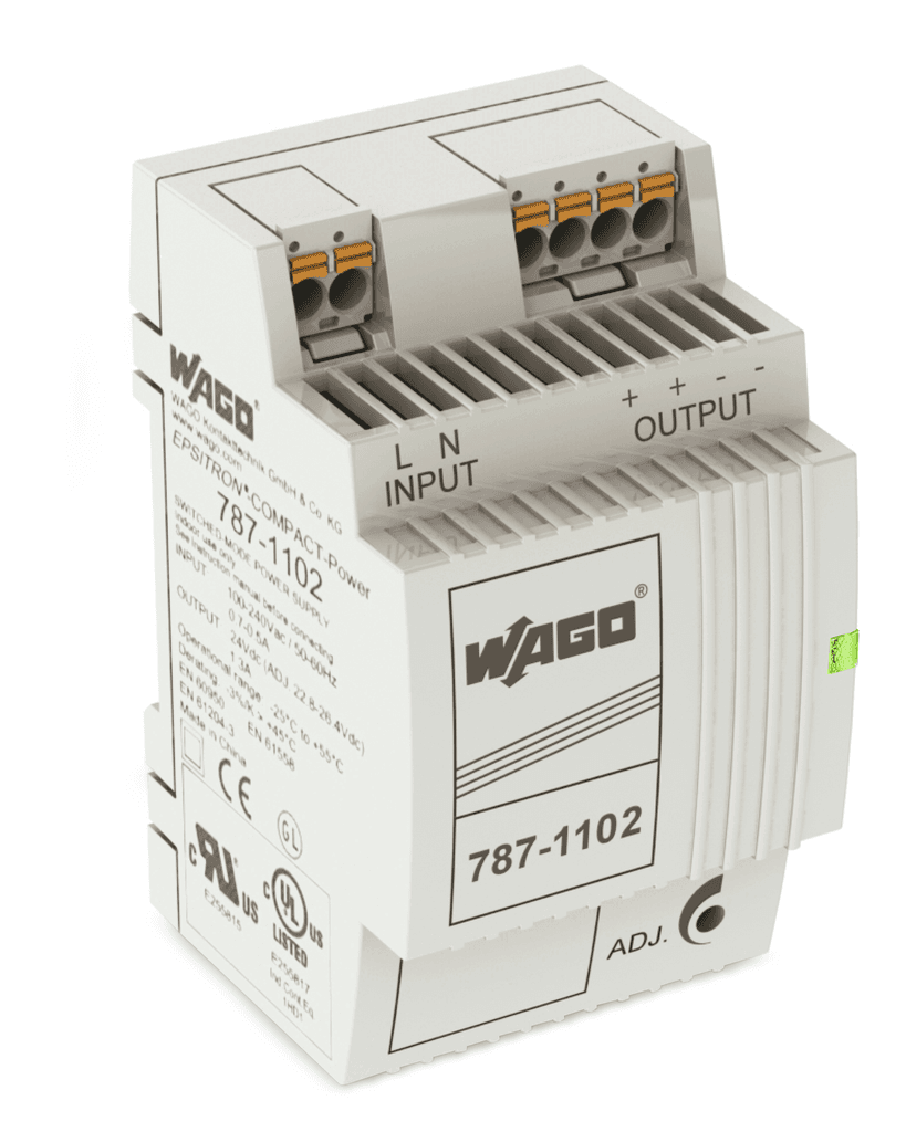 WAGO 787-1102 787-1102 WAGO - EPSITRON® COMPACT power supply; single-phase; output voltage 24 VDC; 1.3 A; with picoMAX connector 787-1102 on Powermatic Associates