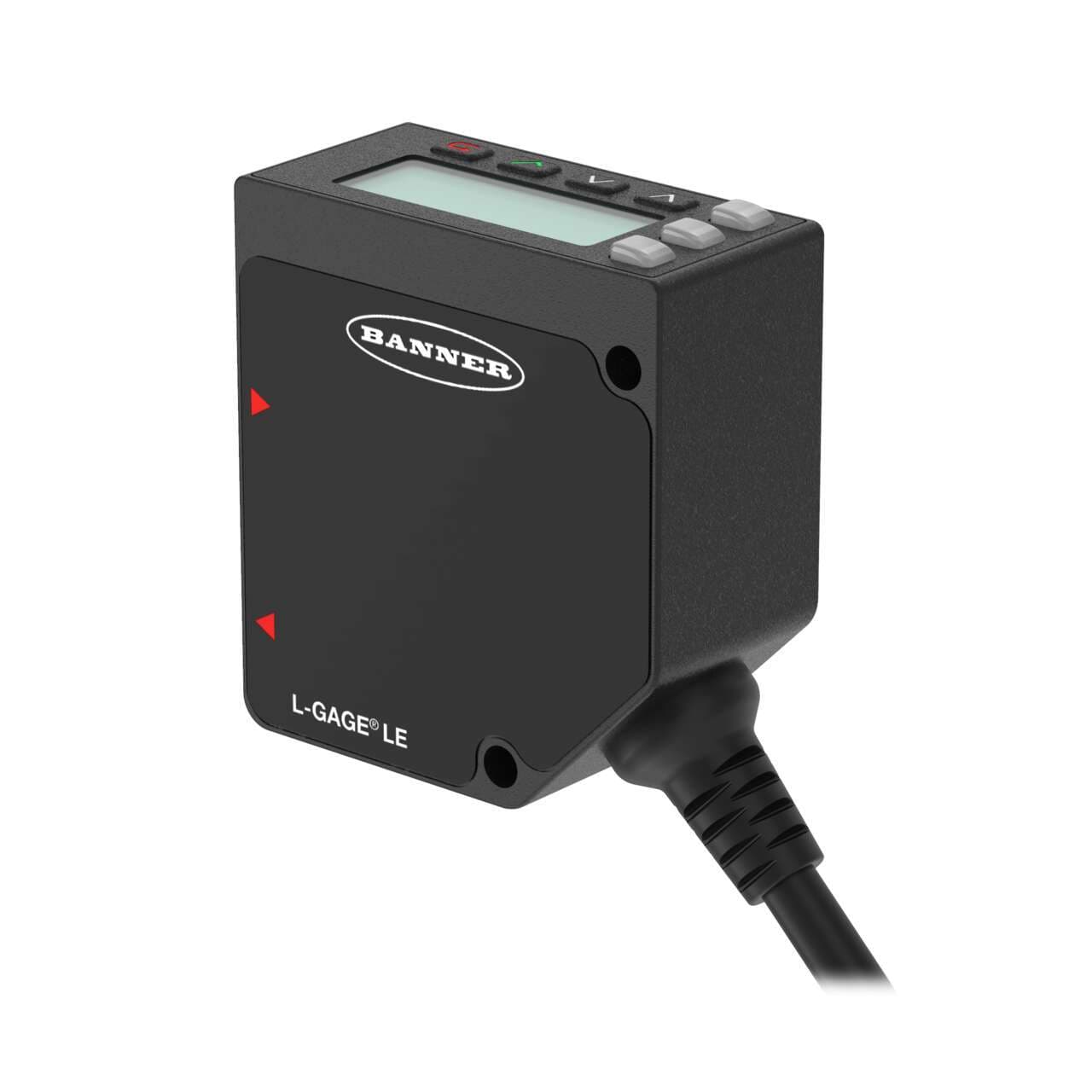 Banner LE550IQ-93235 Laser Displacement Sensor; Range: 100-1000 mm; Input: 12-30 V dc; Output: Analog: 4-20 mA; Discrete:NPN/PNP Configurable; M12 Integral QD; SPRF 26205 LE550IQ-93235 on Powermatic Associates