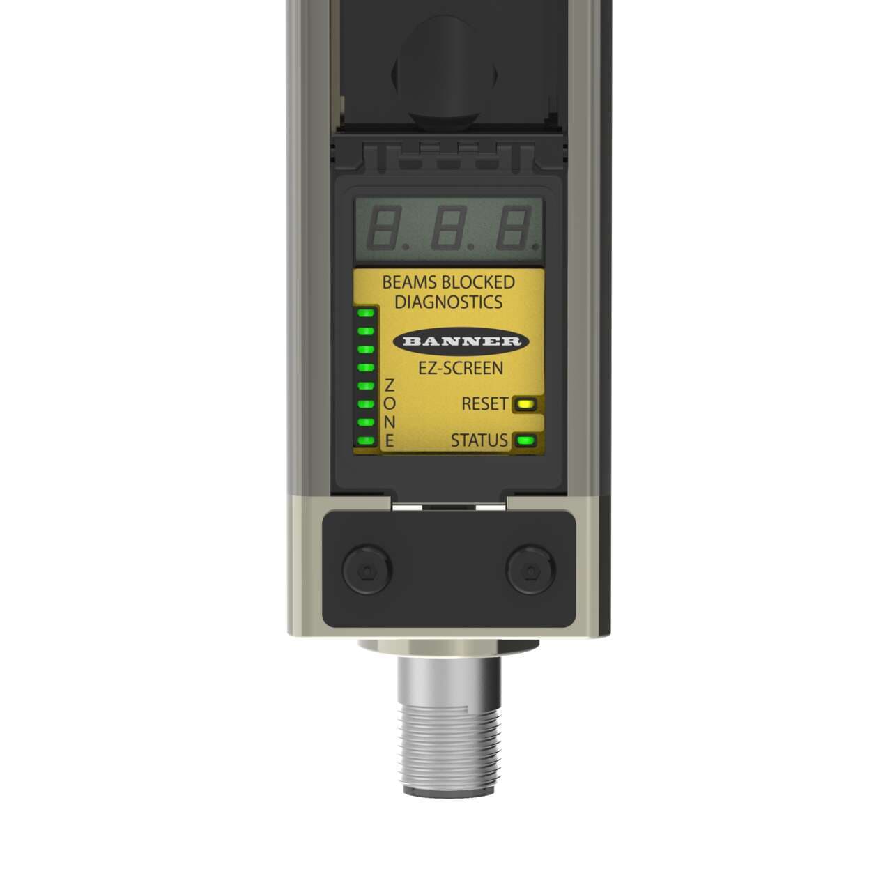 Banner SLSR30-450NQ8 EZ-SCREEN Receiver; Resolution: 30 mm; Range: 18 m (60 ft); Defined Area: 450 mm (17.7 in); Housing Length: 522 mm (20.6 in); Connection: 8-pin M12 Connector SLSR30-450NQ8 on Powermatic Associates