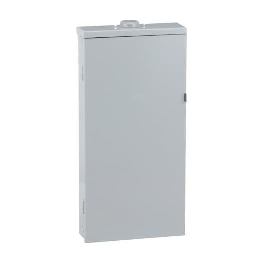 Schneider Electric QO327M100RB Square D by Schneider Electric QO327M100RB is a load center designed for surface mounting with a rated current of 100A. It features a connection type of lugs and dimensions of H758mm x W375mm (H29.84" x W14.76"), offering 27 spaces for single pole circuits. This load center is built with a welded galvannealed steel enclosure and tin-plated copper busbar, ensuring compatibility with a three-phase (3PH-3W/4W) network and a rated voltage of 120Vac/240Vac. It accommodates wire cross-sections from 4AWG to 2/0AWG for both aluminium and copper lugs. The QO327M100RB is designed to provide a degree of protection rated at NEMA 3R and has a short circuit breaking rating of 25kA. QO327M100RB on Powermatic Associates
