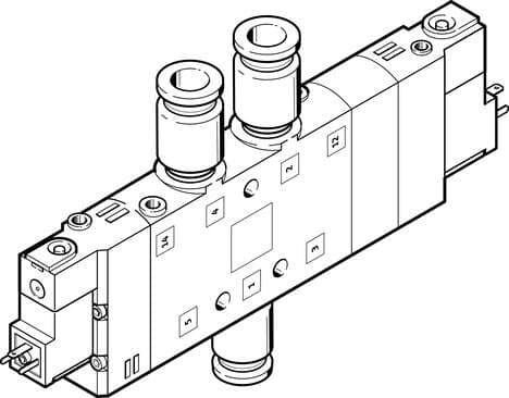 Festo 170279 solenoid valve CPE24-M1H-5/3E-QS-12 High component density Valve function: 5/3 exhausted, Type of actuation: electrical, Width: 24 mm, Standard nominal flow rate: 1600 l/min, Operating pressure: 2,5 - 10 bar 170279 on Powermatic Associates