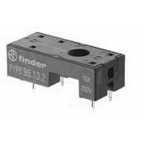 Finder 95.13.20SMA Finder 95.13.20SMA is a socket designed for PCB mounting with solder pin connections. It has a rated current of 12A and features an IP20 protection rating. The control voltage is specified for AC applications, and it conforms to the EN61984 standard. The socket is colored black. 95.13.20SMA on Powermatic Associates