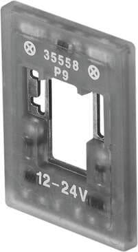 Festo 35558 illuminating seal MV-LD-12-24DC For MV-valves. Switching position indicator: LED, Mounting type: On solenoid valve with M3 central screw, Product weight: 1,6 g, Electrical connection: (* Plug pattern type B to EN 175301-803, * Per DIN EN 175301-803, * Rec 35558 on Powermatic Associates