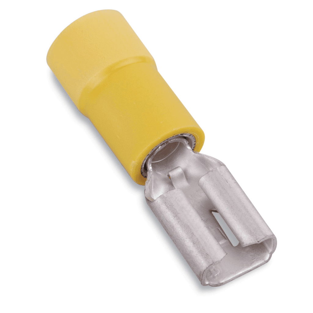 ABB Control 10RC250F 10RC250F ABB Control - Vinyl-Insulated Female Disconnect, Length 1.03 Inches, Width .29 Inches, Maximum Insulation .250, Tab Size .250x.032, Wire Range #12-#10 AWG, Color Yellow, Copper, Tin Plated 10RC250F on Powermatic Associates