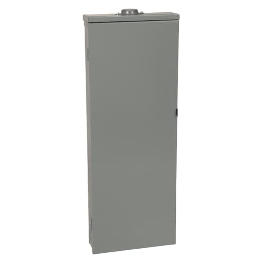 Schneider Electric QO342MQ225RB Square D by Schneider Electric QO342MQ225RB is a load center designed for surface mounting with a rated current of 225A. It features a connection type of lugs and dimensions of H1000mm x W375mm (H39.37" x W14.76"), accommodating 42 spaces. This load center is protected by a NEMA 3R degree of protection and is constructed from welded galvannealed steel for the enclosure and tin-plated copper for the busbar. It is compatible with a three-phase (3PH-3W/4W) network and operates at a rated voltage of 120Vac/240Vac. The QO342MQ225RB can support up to 42 single pole circuits and is designed for use with cross-sections ranging from 4AWG to 300kcmil for both aluminium and copper lugs. It has a short circuit breaking rating of 25kA. QO342MQ225RB on Powermatic Associates