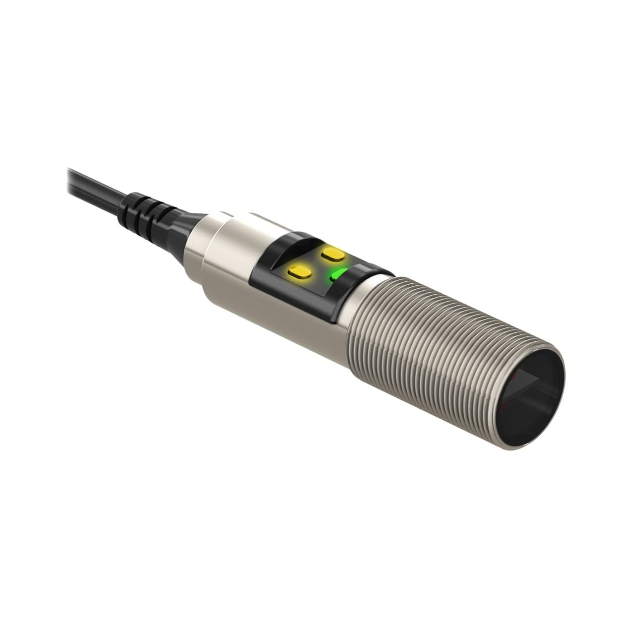 Banner M18-4VPFF150-2M Fixed-field photo-electric sensor with background / foreground suppression system - Banner Engineering (M18 barrel series - M18-3 (stainless steel)) - Part #800606 - Sensing range 150mm - Visible red light (624nm) - 1 x digital output (PNP transistor) (Li M18-4VPFF150-2M on Powermatic Associates
