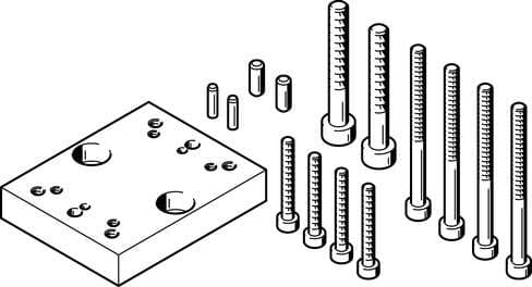 Festo 544641 adapter kit HAPG-SD2-47 for the combination of grippers with drives. Assembly position: Any, Corrosion resistance classification CRC: 2 - Moderate corrosion stress, Materials note: Free of copper and PTFE, Material plate: Wrought Aluminium alloy 544641 on Powermatic Associates